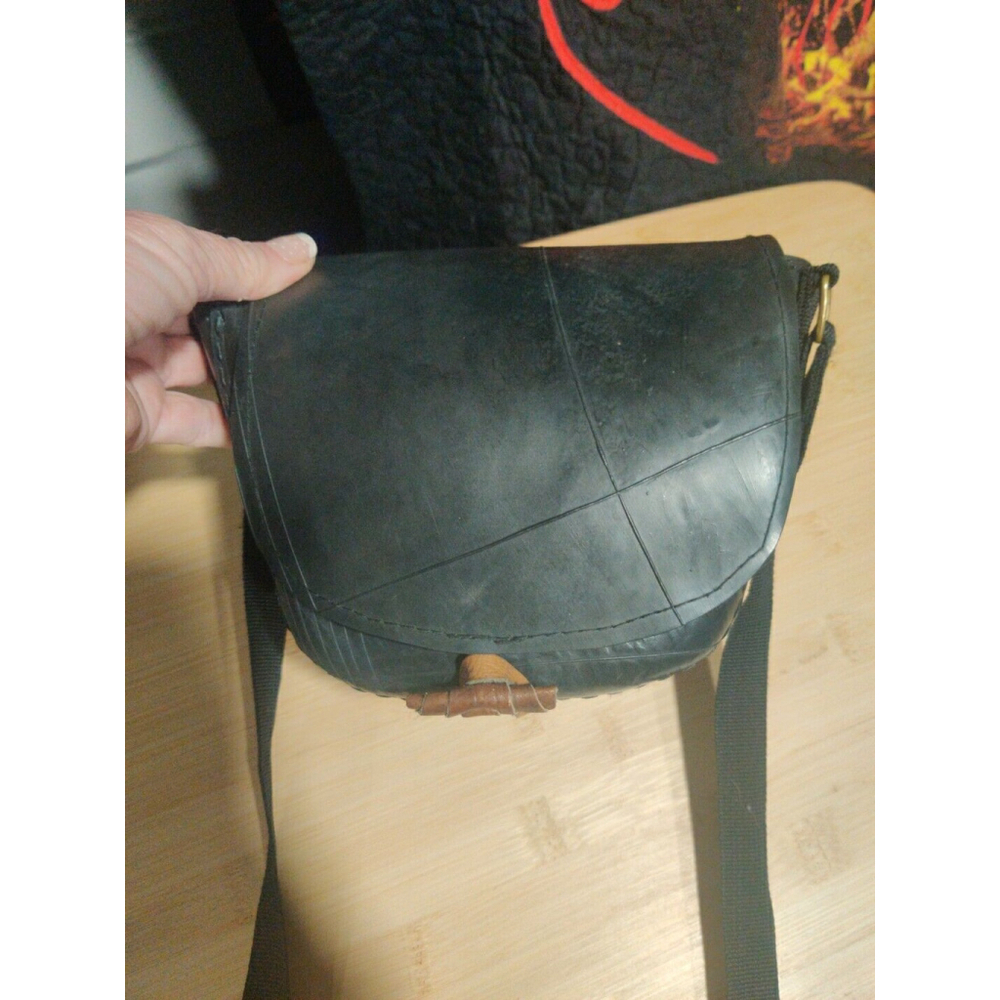 GANESH HIMAL Shoulder Bag Hand Made From Recycled Tire Tube 6x8x4